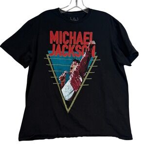 VTG Michael Jackson Graphic T-Shirt Mens Large Black Triumph International Pop